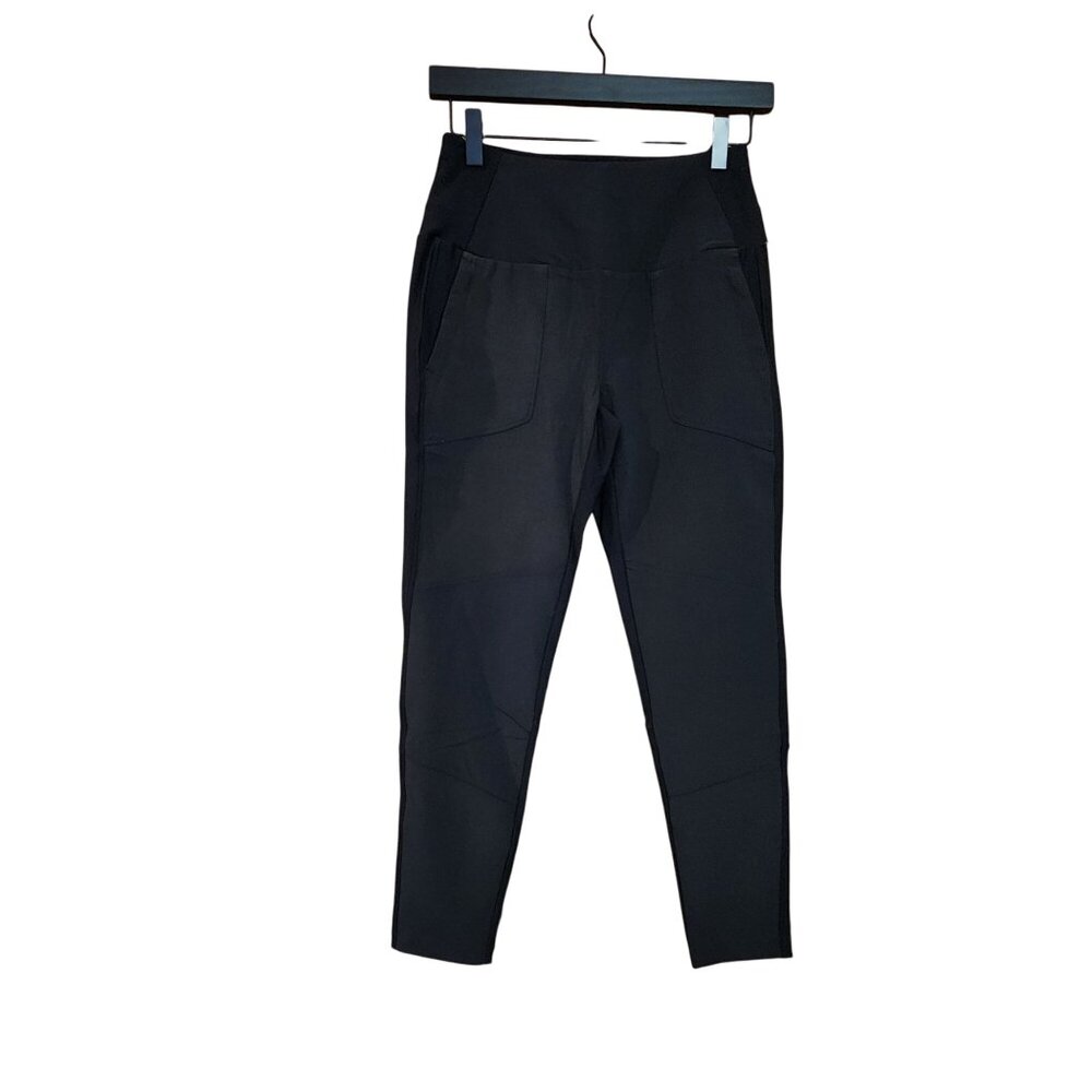 Avalanche Womens Black High-Waisted Activewear Pants With Pockets Size S